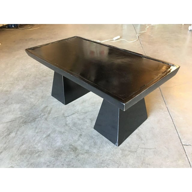 1950s Mid-Century Geometric Sculptural Black Lacquer Coffee Table - 3