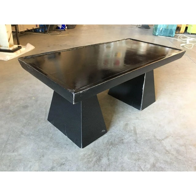 1950s Mid-Century Geometric Sculptural Black Lacquer Coffee Table - 5