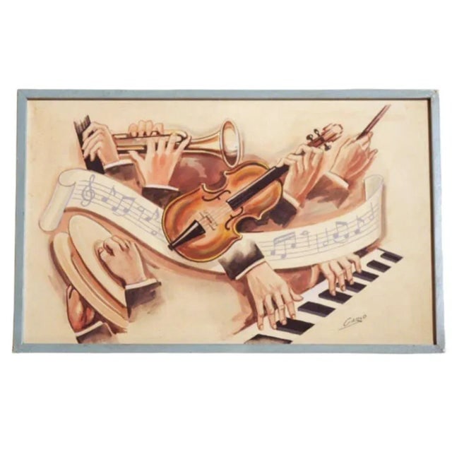 Carlo of Hollywood "Jazz Band" Watercolor Painting - 2