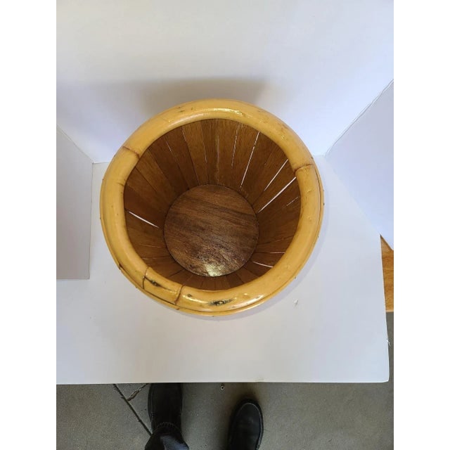 Restored Paul Frankl Vertically Stacked Split Rattan Planter - 3