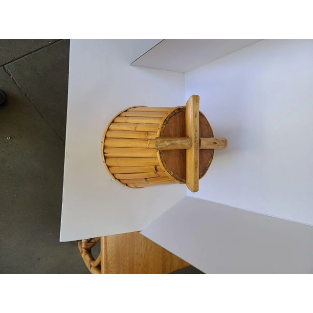 Restored Paul Frankl Vertically Stacked Split Rattan Planter - 4