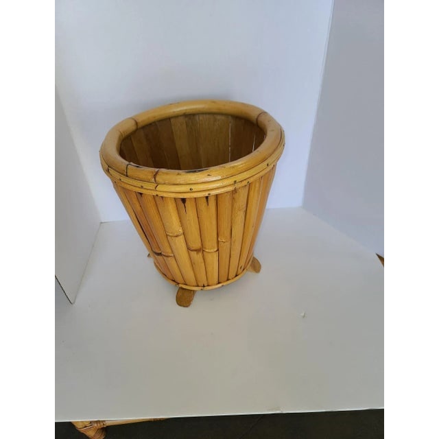 Restored Paul Frankl Vertically Stacked Split Rattan Planter - 5