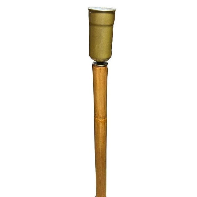 Restored Rattan & Mahogany Hourglass Side Table Torchiere Floor Lamp - 6
