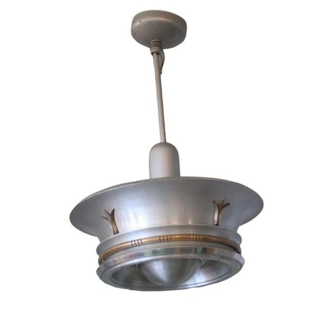 Aluminum Ceiling Pendants With Neoclassical Accents - A Pair - 2