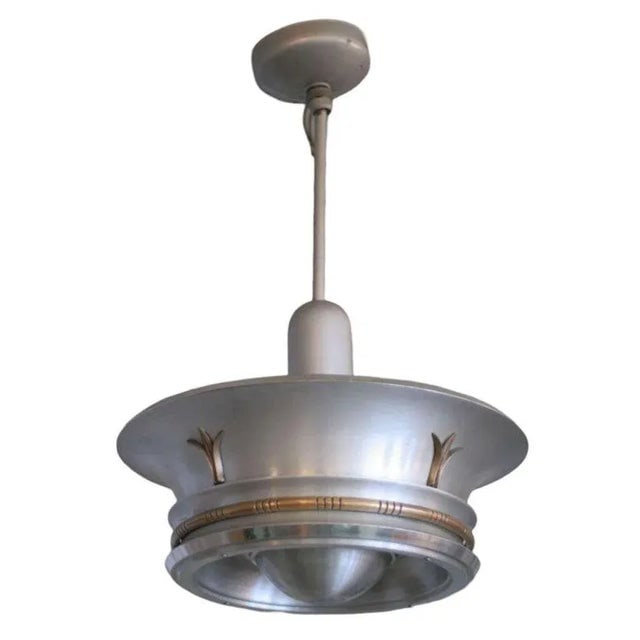 Aluminum Ceiling Pendants With Neoclassical Accents - A Pair - 6