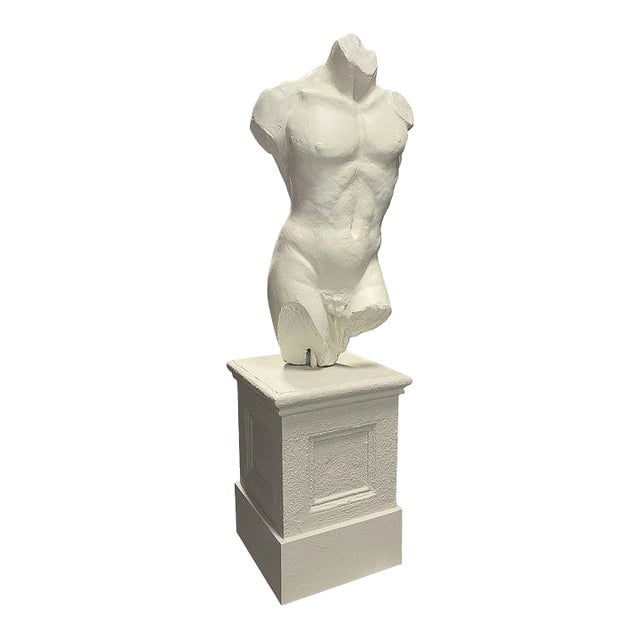 7' Tall Renaissance Style Male Bust Faux Marble Sculpture on Pedestal (1 of 8)
