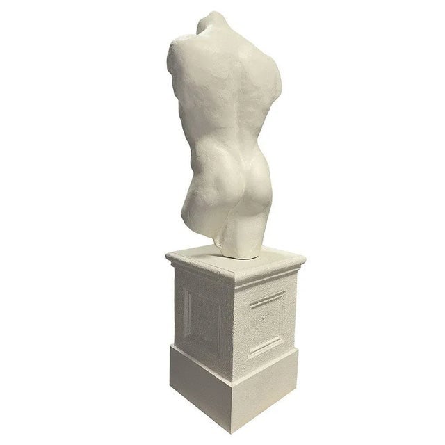 7' Tall Renaissance Style Male Bust Faux Marble Sculpture on Pedestal - 5
