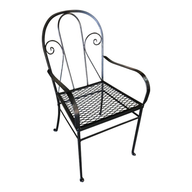 Iron Outdoor Patio Cafe Chair W/ Scrolling Back Iron , Pair (1 of 6)
