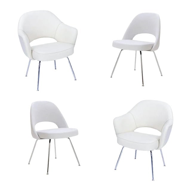 Eero Saarinen Knoll Executive Dining Chair/Armchairs With Tubular Legs, Set of Four (1 of 8)