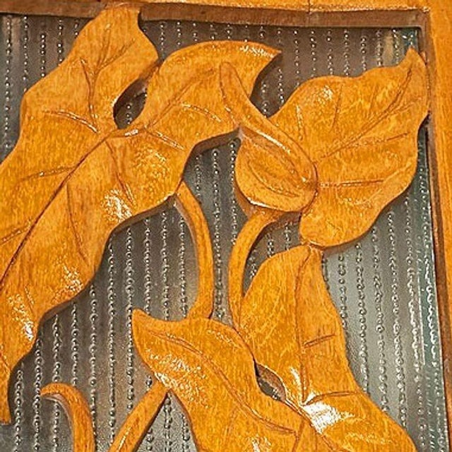 1960s Post War Carved Mango Wood Tropical Mid Century Table Lamp - 14
