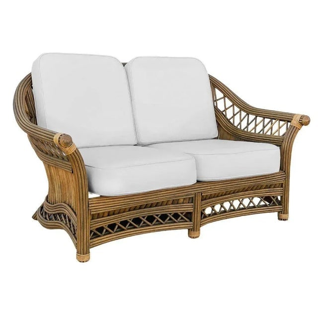 1930s Art Deco "President" Stick Reed Rattan Fan Back Living Room Furniture Set- 4 Pieces - 5