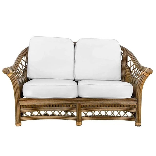 1930s Art Deco "President" Stick Reed Rattan Fan Back Living Room Furniture Set- 4 Pieces - 6