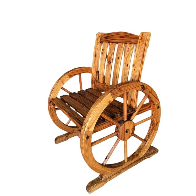 Southwestern Wooden Wagon Wheel Table and Chairs Set, 1960s - 2