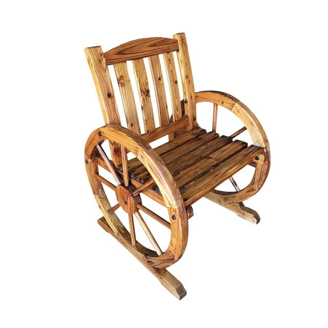 Southwestern Wooden Wagon Wheel Table and Chairs Set, 1960s - 4