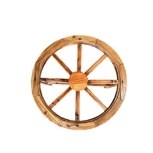 Southwestern Wooden Wagon Wheel Table and Chairs Set, 1960s - 7
