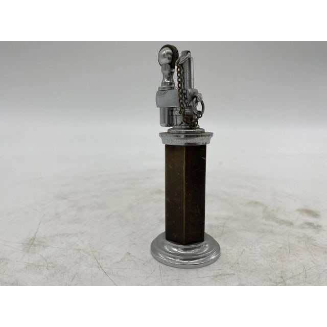 1930s Green and Silver "Column" Petrol Table Chain Lighter by Daltis - 5