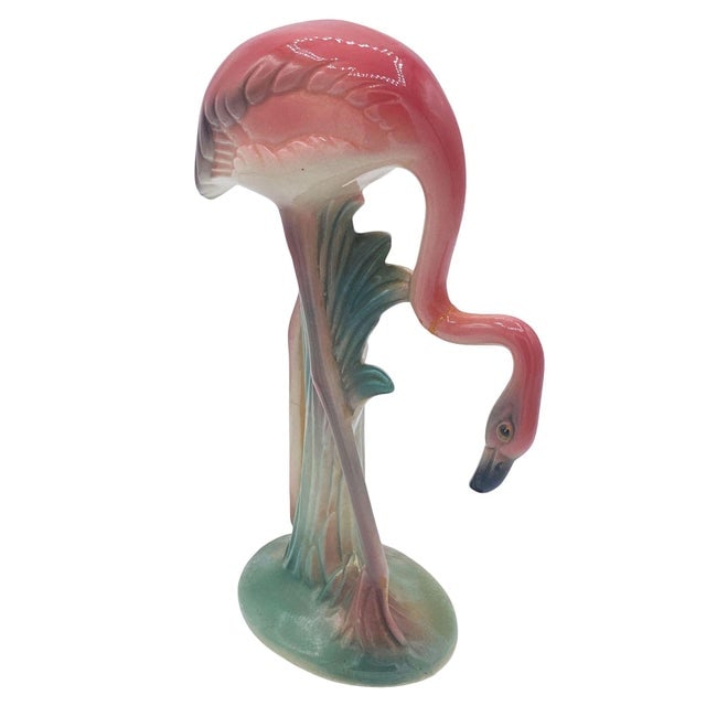 1950s Mid-Century Pink Drinking Flamingo Ceramic Tabletop Sculpture Set by Brad Keeler, 2 Pieces - 2