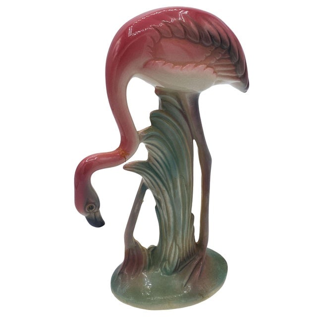 1950s Mid-Century Pink Drinking Flamingo Ceramic Tabletop Sculpture Set by Brad Keeler, 2 Pieces - 3