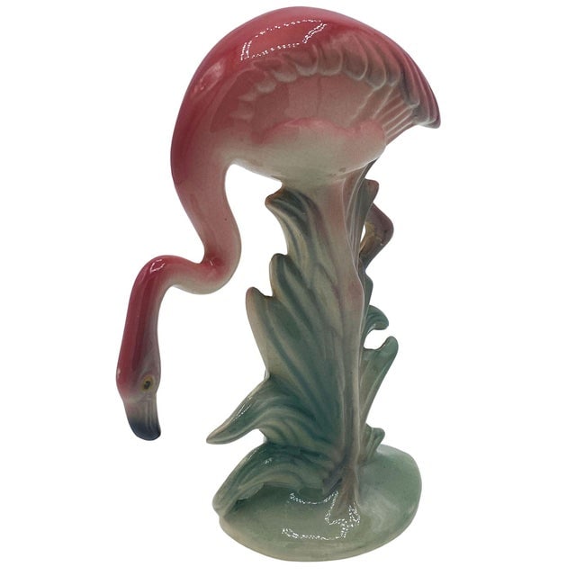 1950s Mid-Century Pink Drinking Flamingo Ceramic Tabletop Sculpture Set by Brad Keeler, 2 Pieces - 9