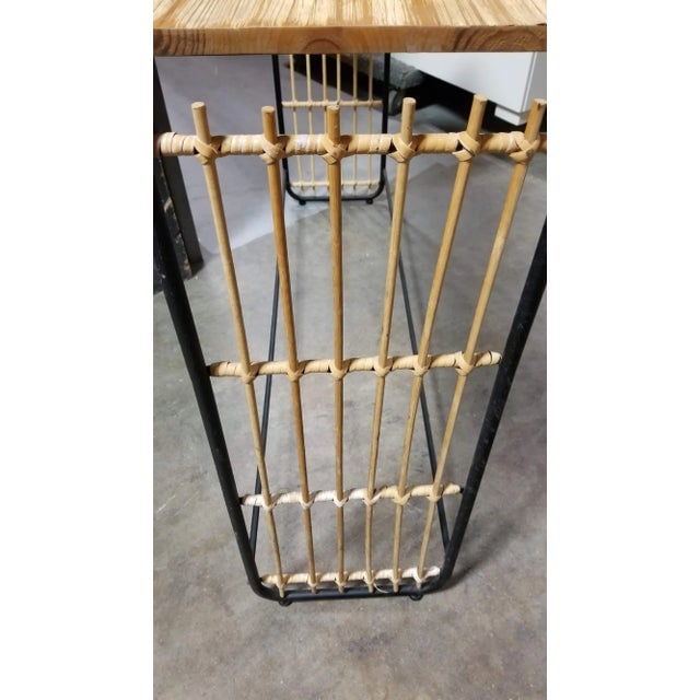 1950s Restored Blonde Wood and Reed Rattan Waterfall Console Table - 7