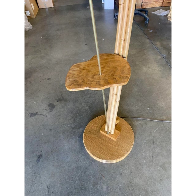 1950s Restored Googie Asymmetric Pole Floor Lamp With Side Table & Fiberglass Shade - 5