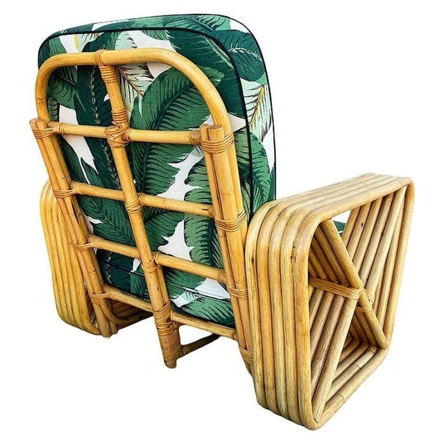 Restored MCM Paul T Frankl Style Rattan 5-Strand Square Pretzel Lounge Chair - 6