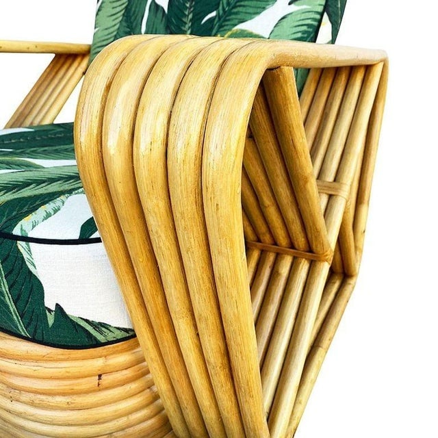 Restored MCM Paul T Frankl Style Rattan 5-Strand Square Pretzel Lounge Chair - 7