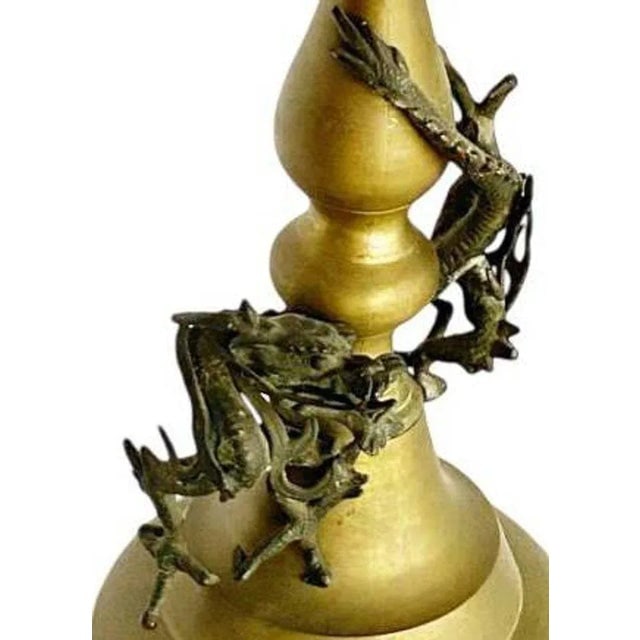 1920s Hand Casted Brass Candlestick Holder w/ Chinese Dragon, Circa 1920 - 5