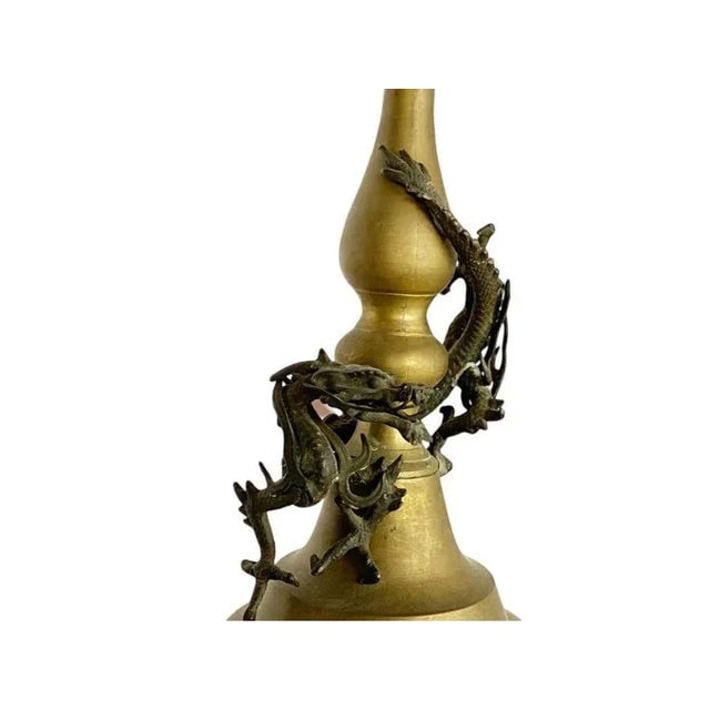 1920s Hand Casted Brass Candlestick Holder w/ Chinese Dragon, Circa 1920 - 7