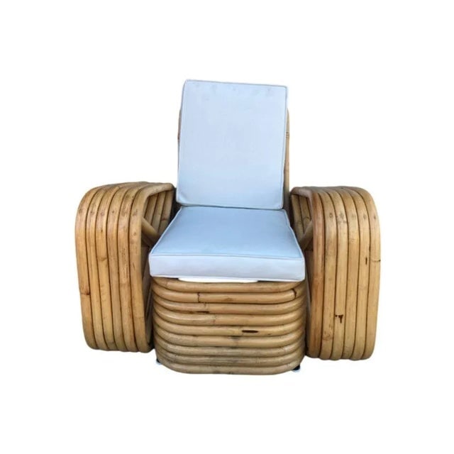 Restored 1950s Child Size Six-Strand Square Pretzel Rattan Lounge Chair, Pair - 5