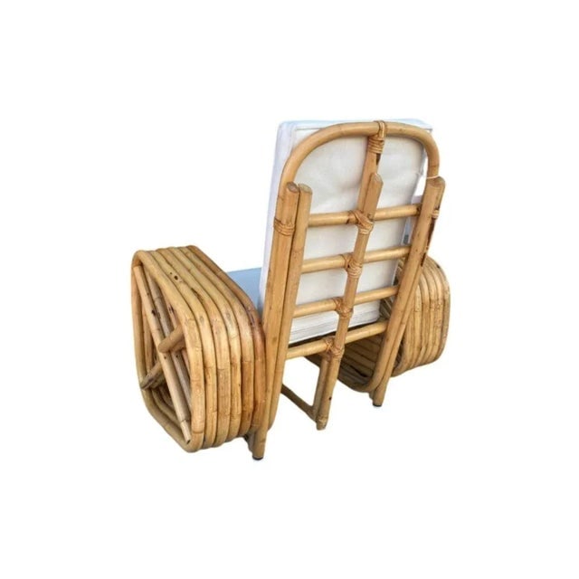 Restored 1950s Child Size Six-Strand Square Pretzel Rattan Lounge Chair, Pair - 7