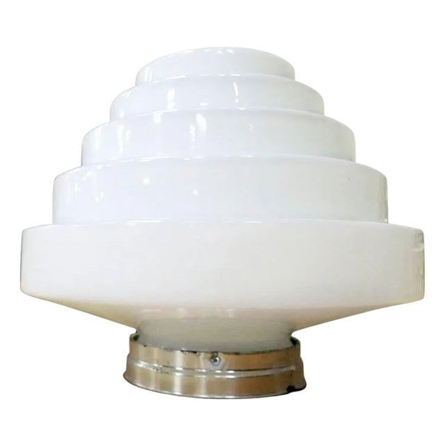 1930s Stepped Art Deco Skyscraper Ceiling Mounted Globe With Fixture 2 Available (1 of 5)