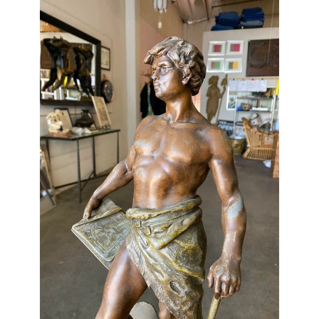 French "Le Travail" Hammership Spelter Sculpture by Francois Moreau, Circa 1900 - 12