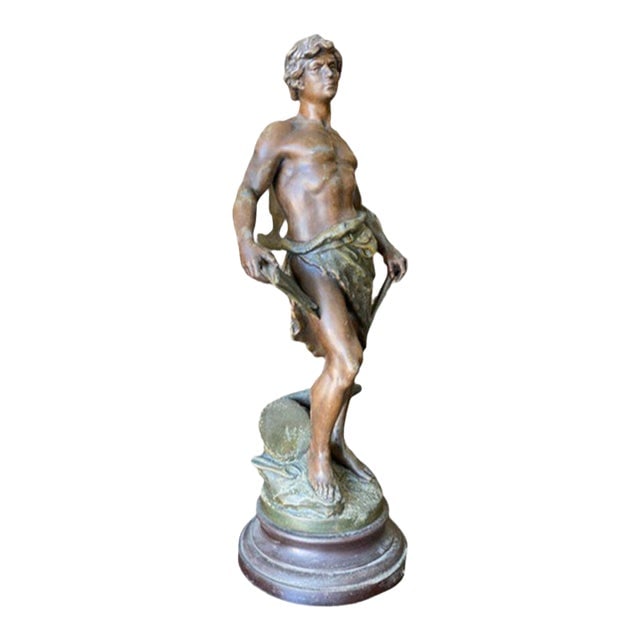 French "Le Travail" Hammership Spelter Sculpture by Francois Moreau, Circa 1900: Title: French "Le Travail" Hammership Spelter Sculpture by Francois Moreau, Circa 1900 Description: A beautiful masculine sculpture statue of a part clothed male entitled Francois Moreau, born 1857 at