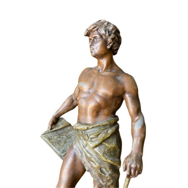 French "Le Travail" Hammership Spelter Sculpture by Francois Moreau, Circa 1900 - 2