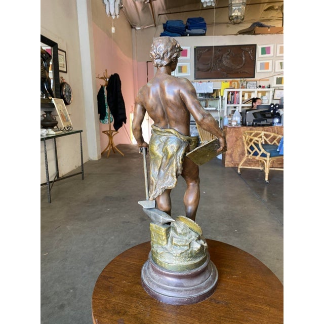 French "Le Travail" Hammership Spelter Sculpture by Francois Moreau, Circa 1900 - 4