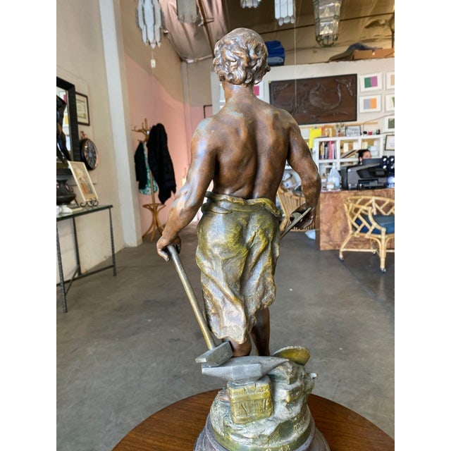 French "Le Travail" Hammership Spelter Sculpture by Francois Moreau, Circa 1900 - 5