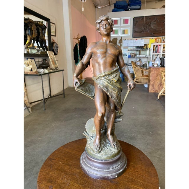 French "Le Travail" Hammership Spelter Sculpture by Francois Moreau, Circa 1900 - 7