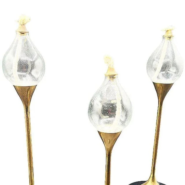 1970s German Brass "Clear Drops" Oil Lamp Candlestick by Freddie Andersen, Set of 3 - 6