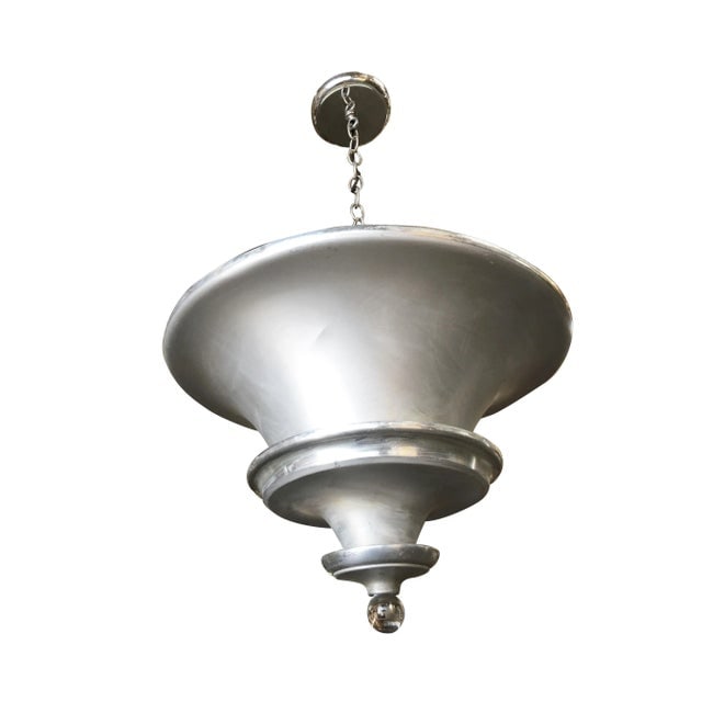 Spun Aluminum Art Deco Ceiling Pendant Lamp by Walter Von Nelson, Pair - 2