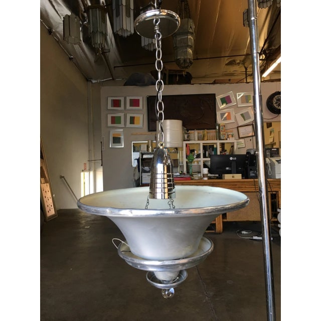 Spun Aluminum Art Deco Ceiling Pendant Lamp by Walter Von Nelson, Pair - 4