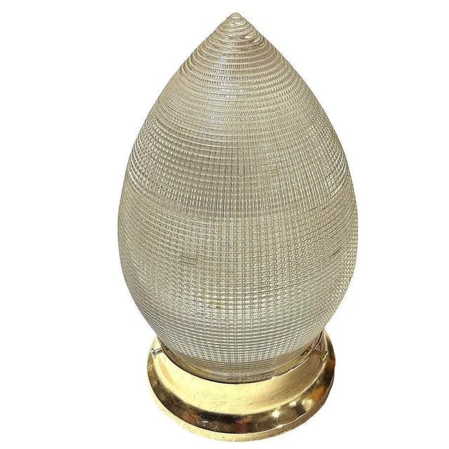 MCM Holophane Teardrop Glass Ceiling Pendant W/ Light Brass Fitter, 2 Avalible - 2