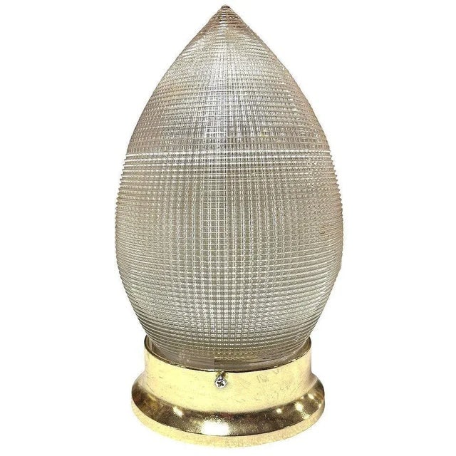 MCM Holophane Teardrop Glass Ceiling Pendant W/ Light Brass Fitter, 2 Avalible - 4