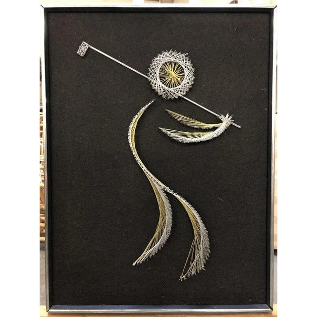 1950s Golfing Man String Nail Art Silver and Gold on Blackby Chapman, Pair - 5