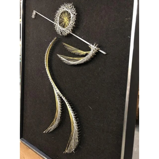 1950s Golfing Man String Nail Art Silver and Gold on Blackby Chapman, Pair - 7