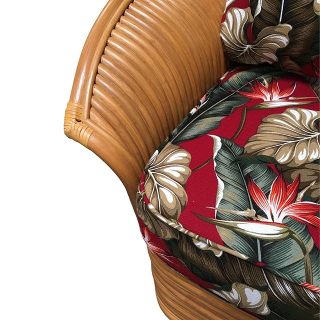 Art Deco Style "Hawaii" Rattan Fan Arm Three-Seat Sectional Sofa - 6