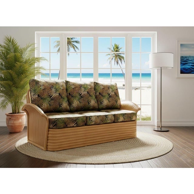 Art Deco Style "Hawaii" Rattan Fan Arm Three-Seat Sectional Sofa - 7