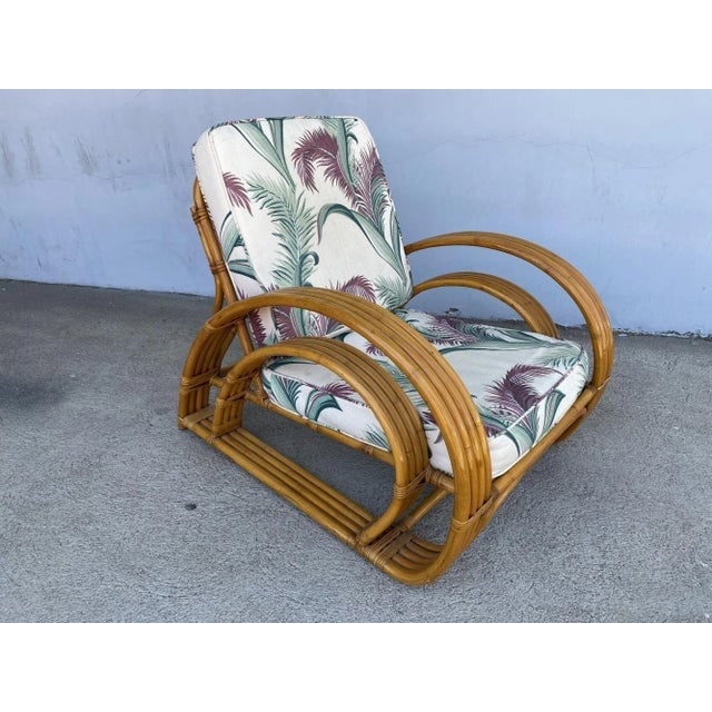 Restored Double Half Moon Rattan Four-Strand Lounge Chair - 10