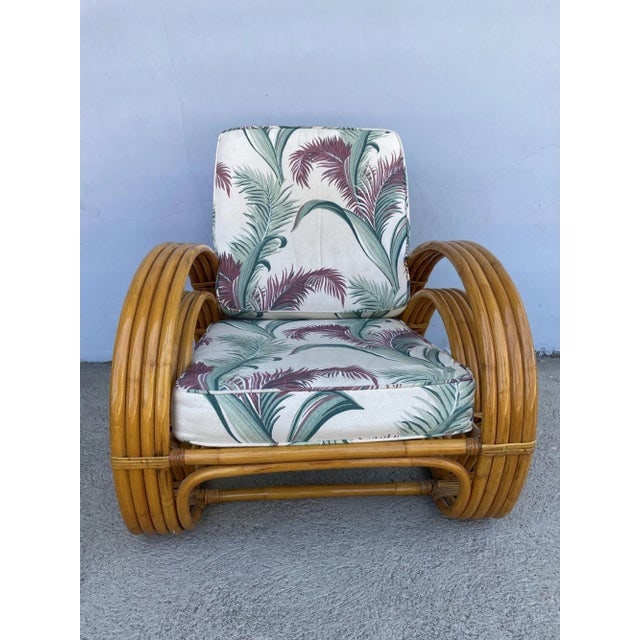 Restored Double Half Moon Rattan Four-Strand Lounge Chair - 4