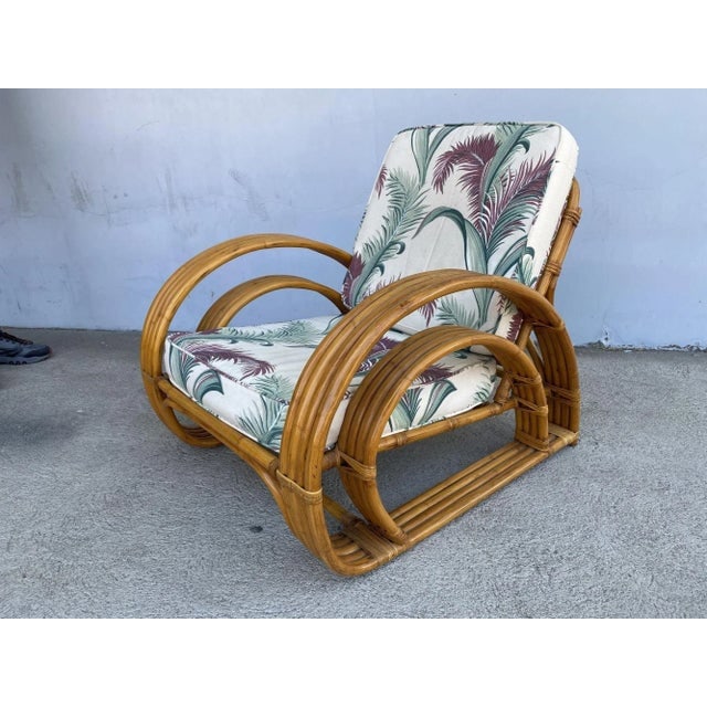 Restored Double Half Moon Rattan Four-Strand Lounge Chair - 5